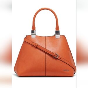New Calvin Klein Granite Geometric Satchel Purse Mandarin Orange 🍊